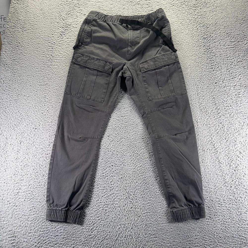 H&M Pant Mens S Gray Cotton Cargo Jogger Tapered Leg Slim Fit Stretch Workwear